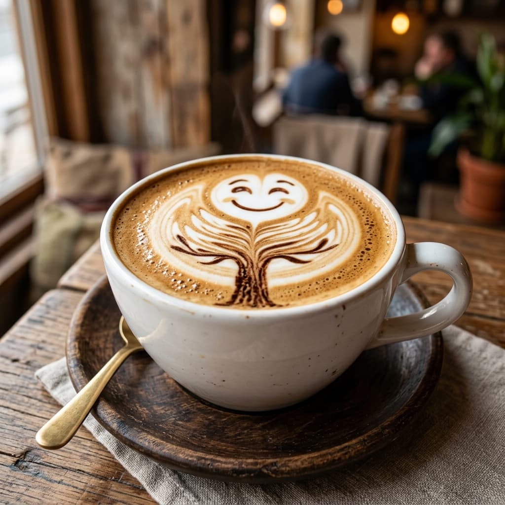 Xícara de café com arte do barista